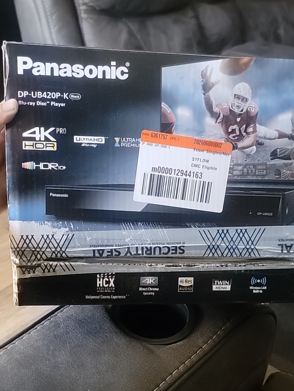 Panasonic 4K HDR Blu-ray Player Box - Black and Blue Packaging